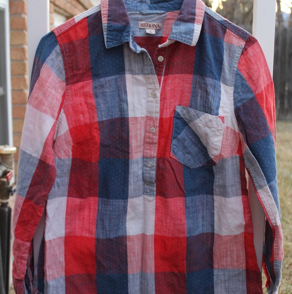 Merona Long Sleeve Quarter Button Up